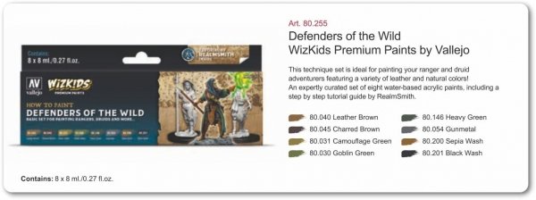 Vallejo 80255 Wizkids Defenders of the Wild Set 8x8ml