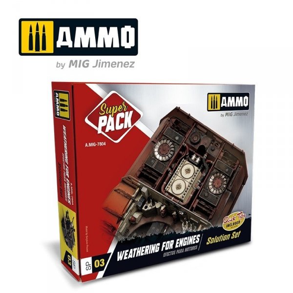 AMMO of Mig Jimenez 7804 SUPER PACK. WEATHERING FOR ENGINES. EFECTOS PARA MOTORES