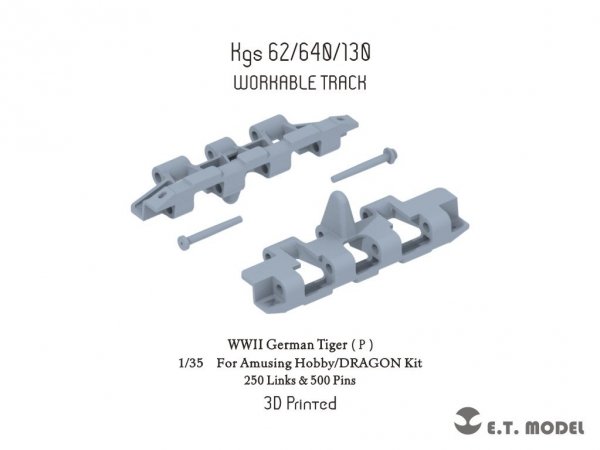 E.T. Model P35-080 WWII German Tiger（P）Workable Track ( 3D Printed ) 1/35