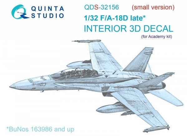 Quinta Studio QDS32156 F/A-18D late 3D-Printed &amp; coloured Interior on decal paper (Academy) (Small version) 1/32