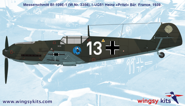 Wingsy Kits D5-07 German WWII Fighter MESSERSCHMITT Bf 109 E-1 1/48