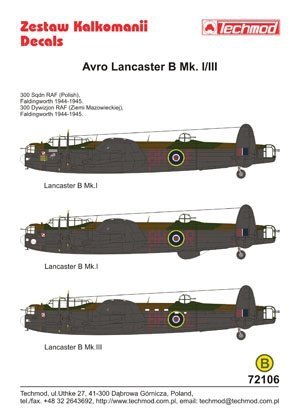 Techmod 72106 - Avro Lancaster B.I (1:72)