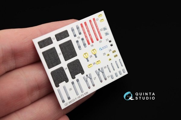 Quinta Studio QD48046 F-16I 3D-Printed &amp; coloured Interior on decal paper (for Hasegawa kit) 1/48