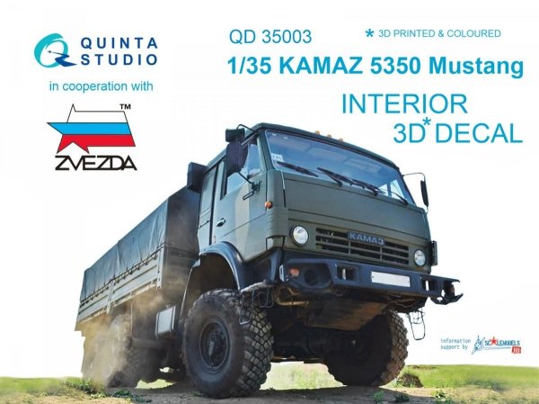 Quinta Studio QD35003 KAMAZ 5350 Mustang Family 3D-Printed &amp; coloured Interior on decal paper (for Zvezda kits) 1/35