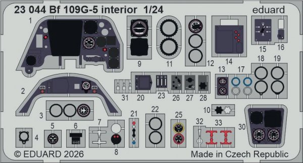 Eduard 23044 Bf 109G-5 interior Photo etched set for AIRFIX 1/24