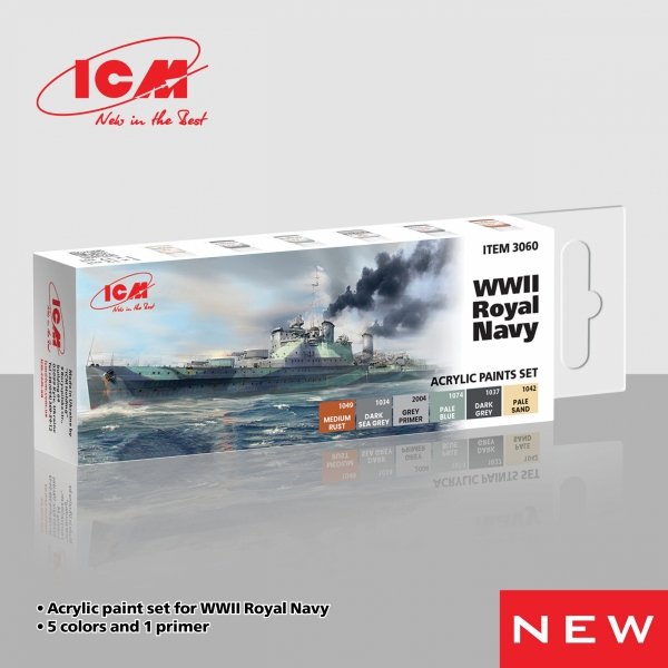ICM 3060 Acrylic paints set for WWII Royal Navy 12 ml х 6