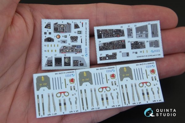 Quinta Studio QD48159 F-4C 3D-Printed &amp; coloured Interior on decal paper (for ZM SWS kit) 1/48