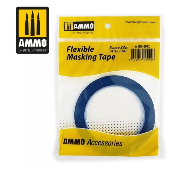AMMO of Mig Jimenez 8042 Flexible Masking Tape (3mm x 33m)