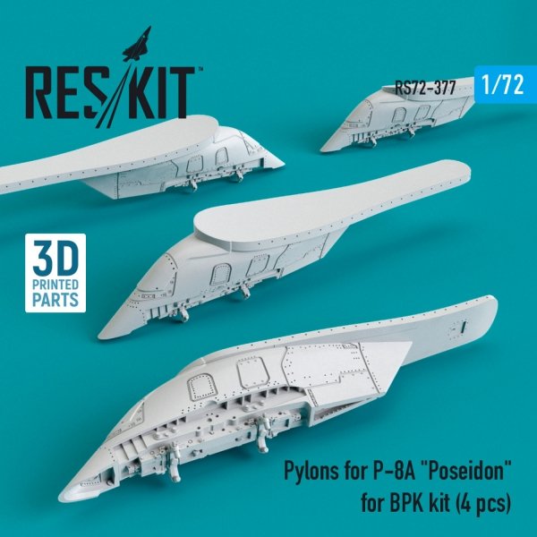 RESKIT RS72-0377 PYLONS FOR P-8A &quot;POSEIDON&quot; FOR BPK KIT (4 PCS) (3D PRINTED) 1/72