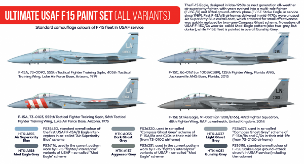 Hataka HTK-AS43 Ultimate USAF F-15 paint set (all variants) (6x17ml)