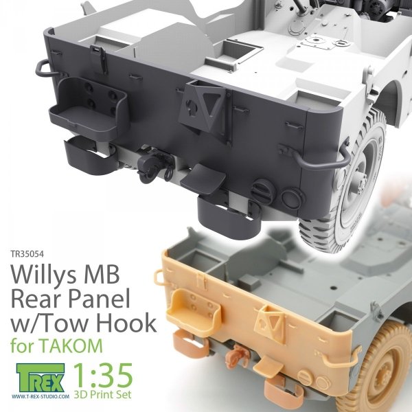 T-Rex Studio TR35054 Willys MB Rear Panel w/Tow Hook Set for TAKOM 1/35