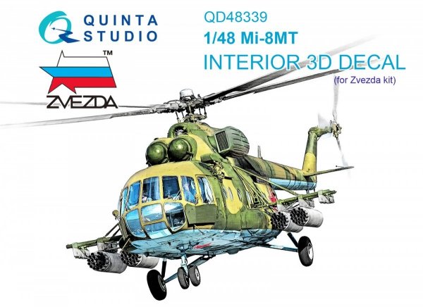 Quinta Studio QD48339 Mi-8MT 3D-Printed &amp; coloured Interior on decal paper (Zvezda) 1/48