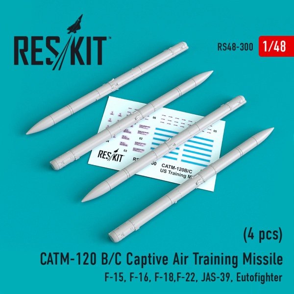 RESKIT RS48-0300 CATM-120 B/C CAPTIVE AIR TRAINING MISSILES (4 PCS) 1/48