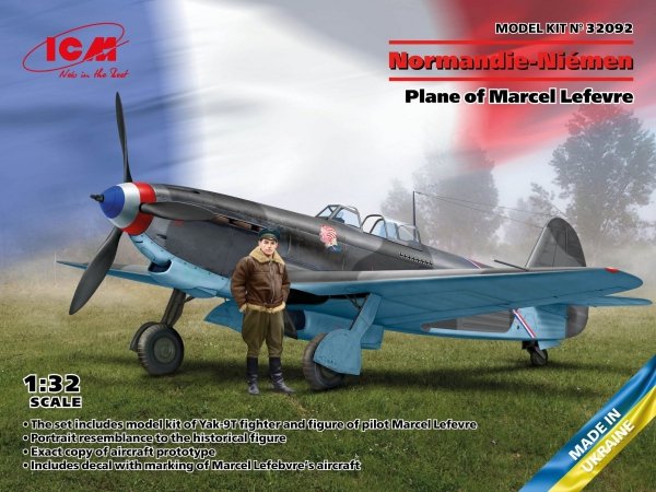 ICM 32092 Normandie-Niémen. Plane of Marcel Lefevre (Yak-9T with Marcel Lefevre figure) 1/32