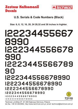 Techmod 72110 - U.S. Serial &amp; Code Numbers (1:72)