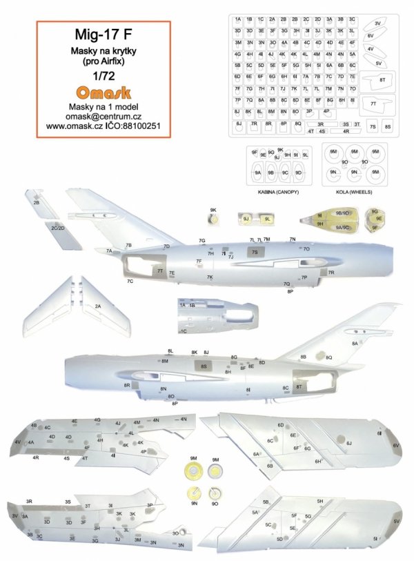 Omask 17006 Mig-17 F masks for panels (for Airfix) 1/72