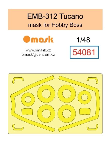Omask 54081 EMB 312 Tucano mask (for Hobby Boss) clear parts yellow masking tape 1/48