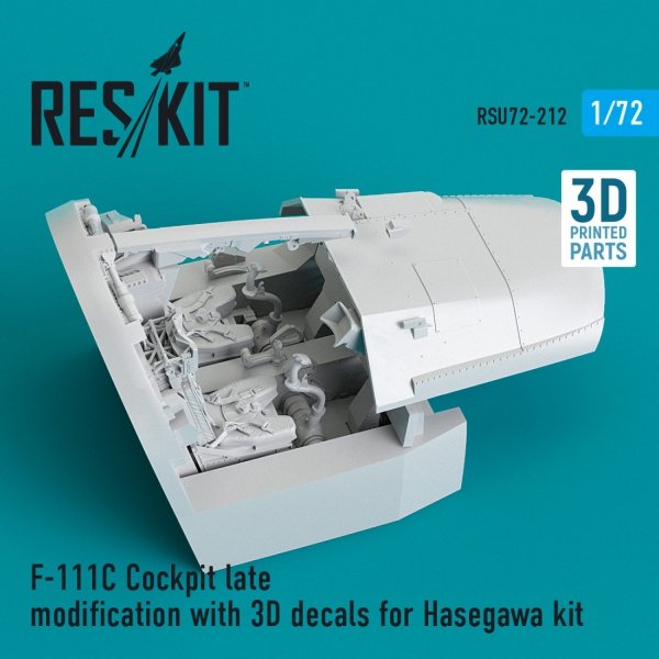 RESKIT RSU72-0212 F-111C Cockpit late modification with 3D decals for Hasegawa kit (3D Printed) (1/72)