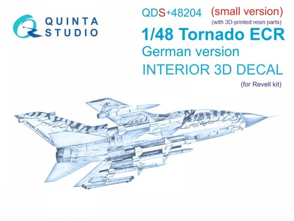 Quinta Studio QDS+48204 Tornado ECR German 3D-Printed &amp; coloured Interior on decal paper (Revell) (small version) (with 3D-printed resin parts) 1/48