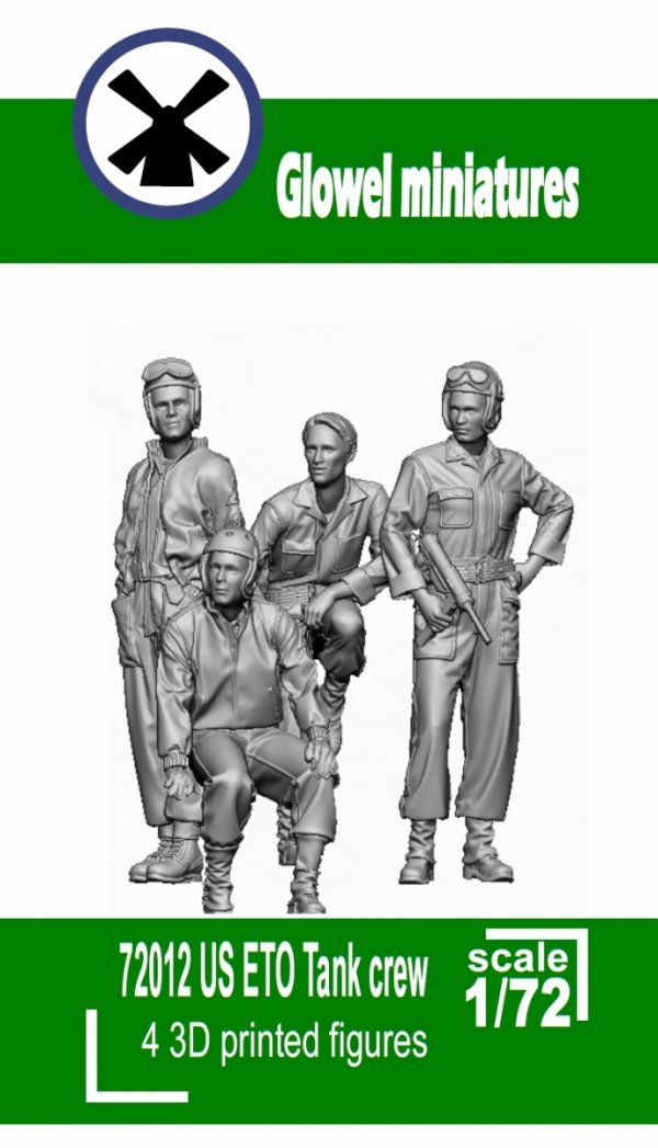 Glowel Miniatures 72012 US ETO Tank crew (3 Figures, 3D Printed) 1/72