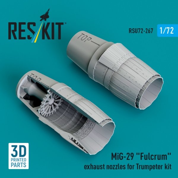 RESKIT RSU72-0267 MiG-29 &quot;Fulcrum&quot; exhaust nozzles for Trumpeter kit (3D Printed) 1/72