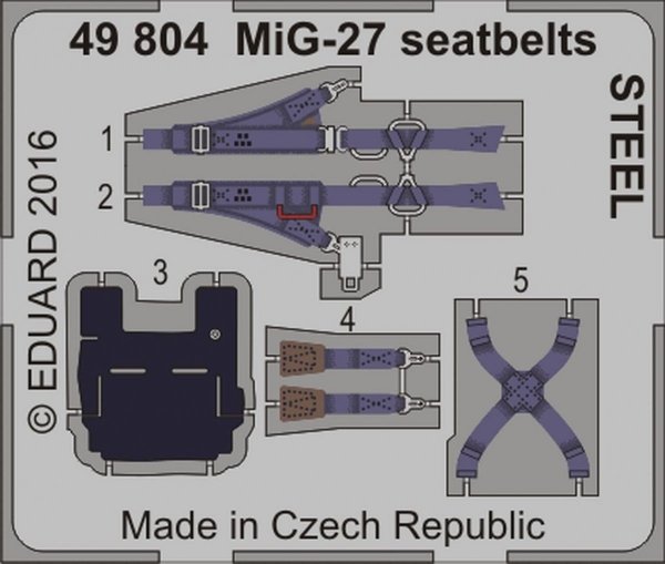 Eduard 49804 MiG-27 seatbelts STEEL 1/48 TRUMPETER