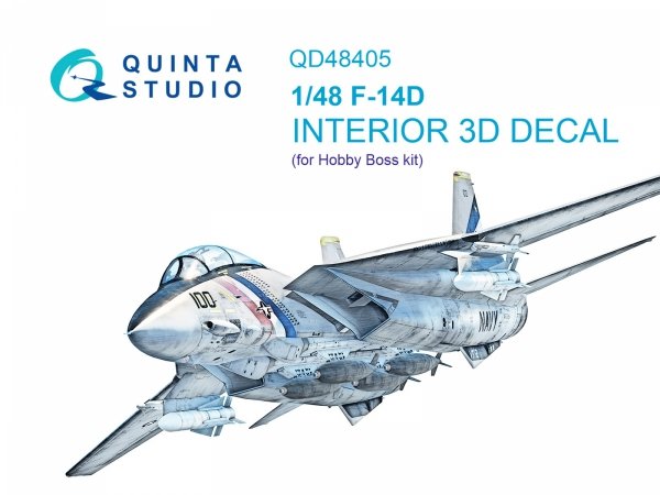 Quinta Studio QD48405 F-14D 3D-Printed &amp; coloured Interior on decal paper (Hobby Boss) 1/48