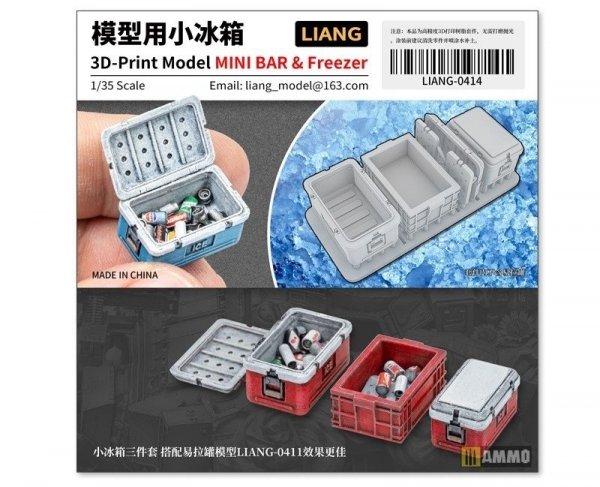 Liang 0414 3D-Print Model Mini Bar &amp; Freezer 1/35