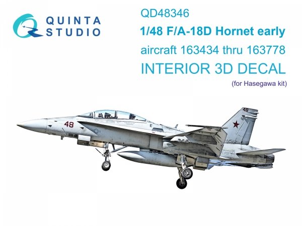 Quinta Studio QD48346 FA-18D early 3D-Printed &amp; coloured Interior on decal paper (Hasegawa) 1/48