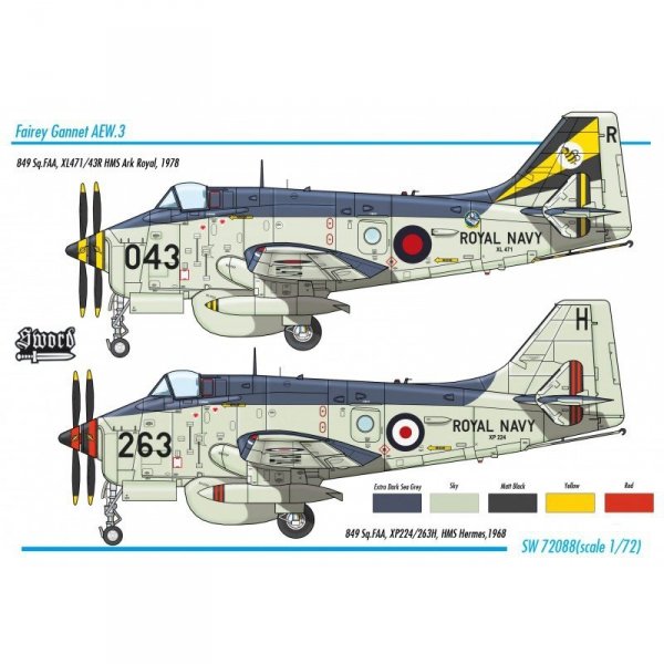 Sword 72088 Gannet AEW.3 with PUR operator interior set 1:72