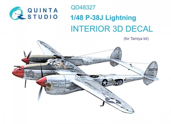 Quinta Studio QD48327 P-38J 3D-Printed &amp; coloured Interior on decal paper (Tamiya) 1/48