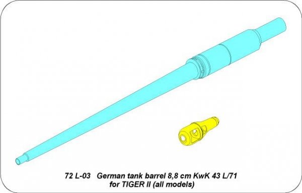 Aber 72L-03 8,8 cm KwK 43L/71 lufa do czołgu Tiger II/German Tank Barrel 8,8cm KwK 43 L/71 for Tiger II 1/72