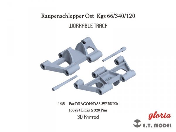 E.T. Model P35-029 Raupenschlepper Ost Kgs 66/340/120 Workable Track ( 3D Printed ) 1/35