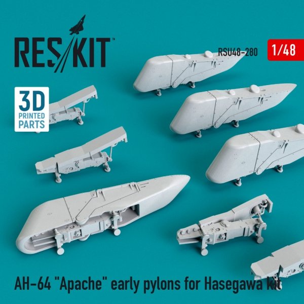 RESKIT RSU48-0280 AH-64 &quot;APACHE&quot; EARLY PYLONS FOR HASEGAWA KIT (3D PRINTED) 1/48