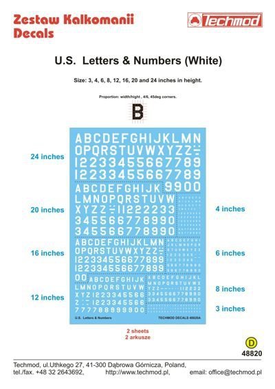 Techmod 48820 U.S. Letters &amp; Numbers white (1:48)