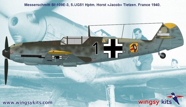 Wingsy Kits D5-08 German WWII Fighter MESSERSCHMITT Bf 109 E-3 1/48