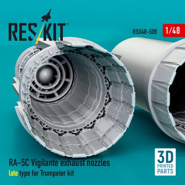 RESKIT RSU48-0508 RA-5C Vigilante exhaust nozzles early type for Trumpeter kit (3D Printed) (1/48)