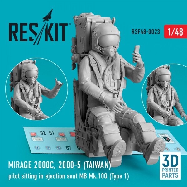 RESKIT RSF48-0023 MIRAGE 2000C, 2000-5 (TAIWAN) PILOT SITTING IN EJECTION SEAT MB MK.10Q (TYPE 1) (3D PRINTED) 1/48