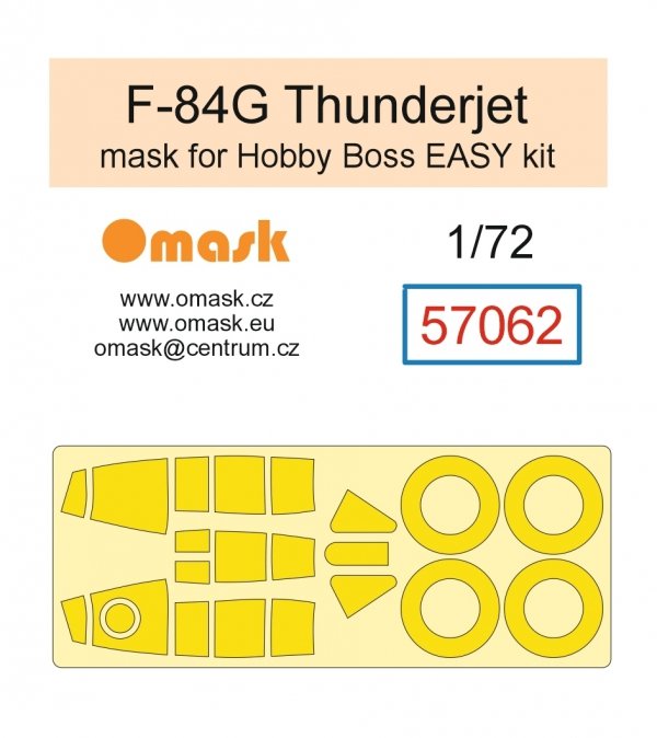 Omask 57062 F-84G Thunderjet Mask (for Hobby Boss Easy kit)  yellow masking tape 1/72 