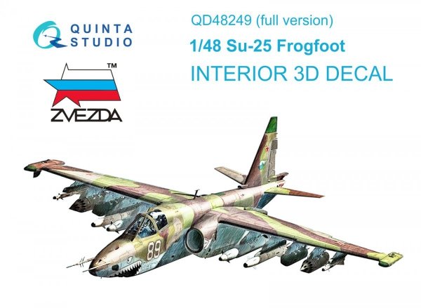 Quinta Studio QD48249 Su-25 3D-Printed &amp; coloured Interior on decal paper (Zvezda) 1/48