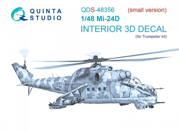Quinta Studio QDS48356 Mi-24D 3D-Printed &amp; coloured Interior on decal paper (Trumpeter) (Small version) 1/48