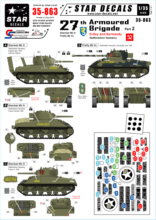 Star Decals 35-863 27th Armoured Brigade #2 1/35