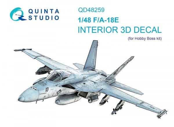 Quinta Studio QD48259 F/A-18E 3D-Printed &amp; coloured Interior on decal paper (HobbyBoss) 1/48