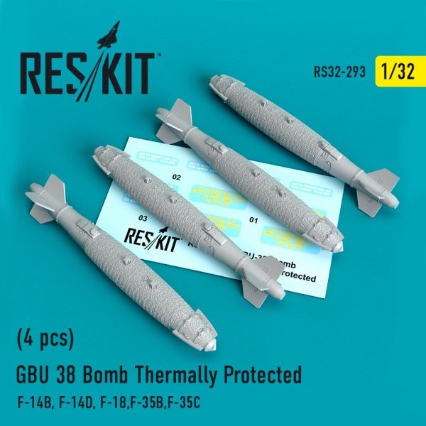 RESKIT RS32-0293 GBU 38 BOMBS THERMALLY PROTECTED (4 PCS) 1/32