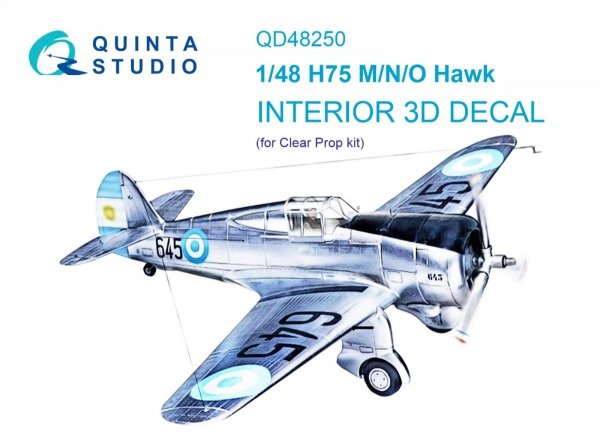 Quinta Studio QD48250 H75 M/N/O Hawk 3D-Printed &amp; coloured Interior on decal paper (Clear Prop) 1/48