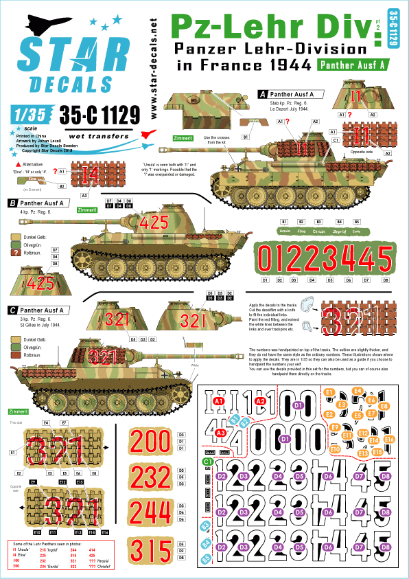 Star Decals 35-C1129 Panzer-Lehr Division # 2 1/35