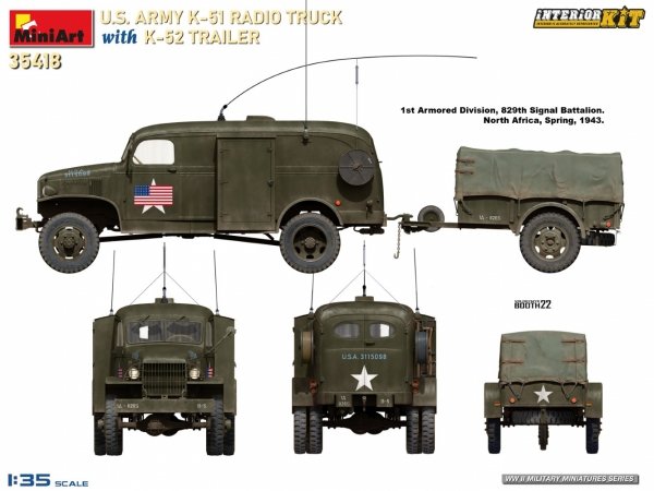 MiniArt 35418 US ARMY K-51 RADIO TRUCK WITH K-52 TRAILER. INTERIOR KIT 1/35