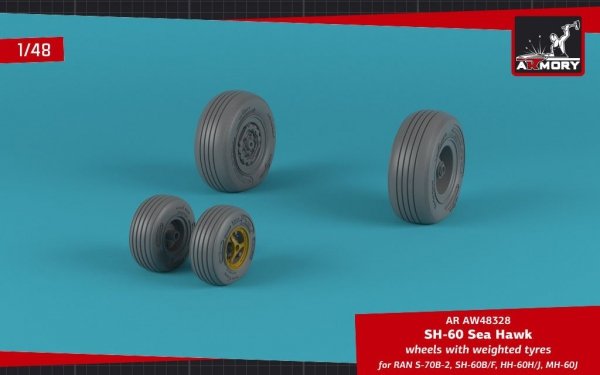 Armory Models AW48328 SH-60 Seahawk wheels w/ weighted tires 1/48