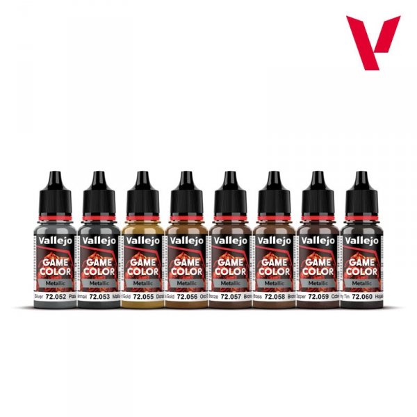 Vallejo 72303 Game Color Set - Metallic Colors - for Fantasy and Wargames figures 8x 18ml