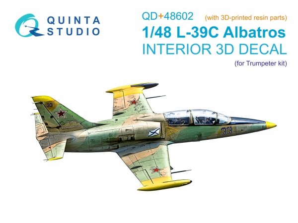 Quinta Studio QD+48602 L-39C 3D-Printed &amp; coloured Interior on decal paper ( Trumpeter )( with 3D-printed resin parts ) 1/48